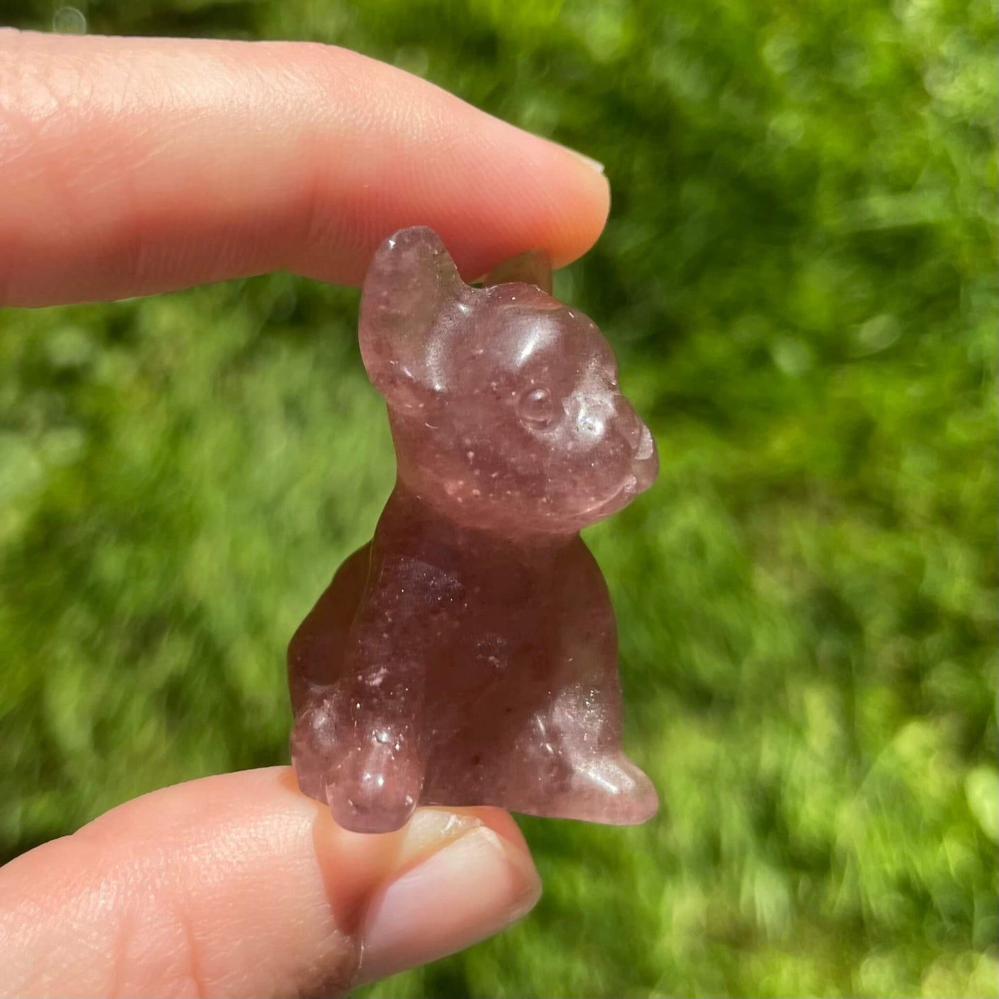 figura detallada de bulldog hecho de cuarzo fresa para purificar el ambiente y atrear amor y exito