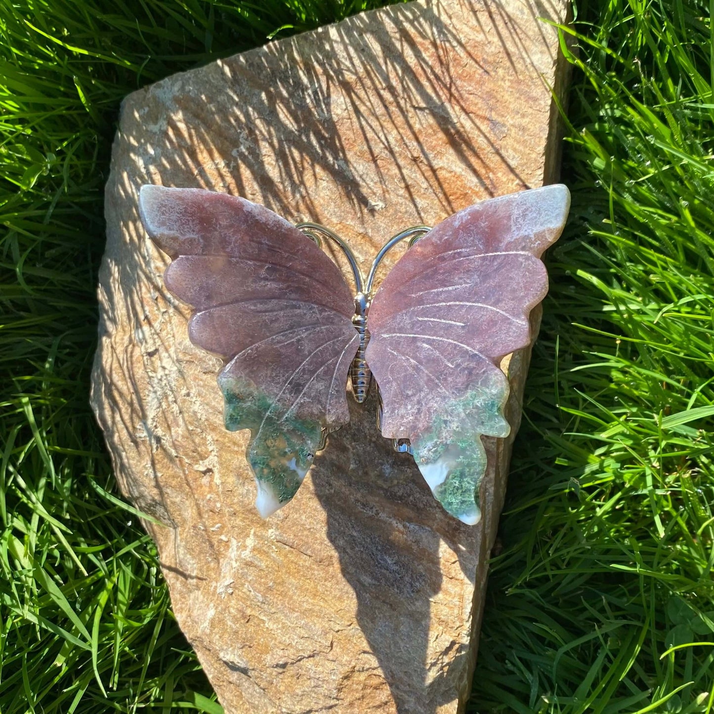 mariposa de plata de ley con alas de jaspe oceano perfecto regalo para familiares
