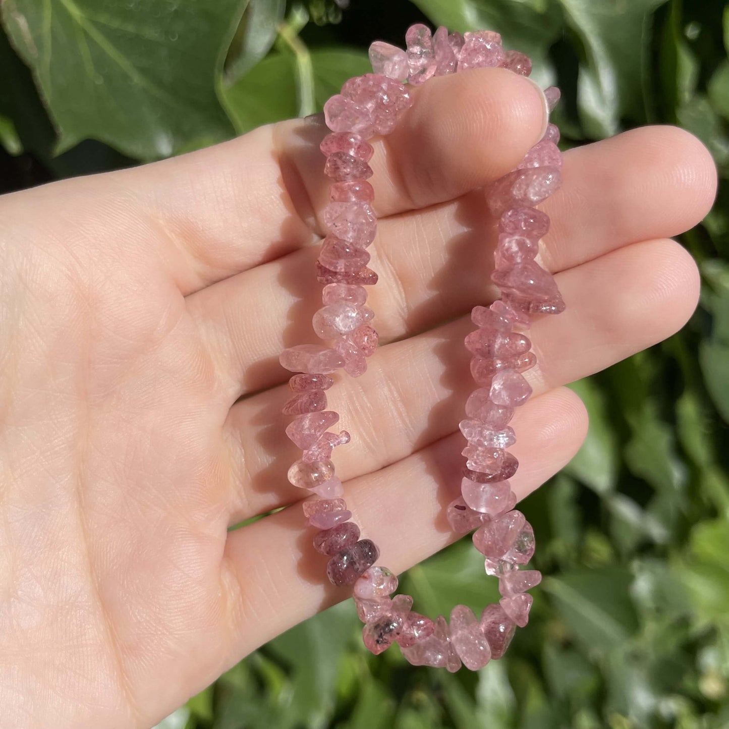 pulsera cuarzo strawberry para atraer amor y serenidad